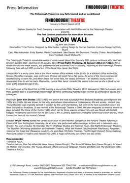 LONDON WALL by John Van Druten Directed by Tricia Thorns