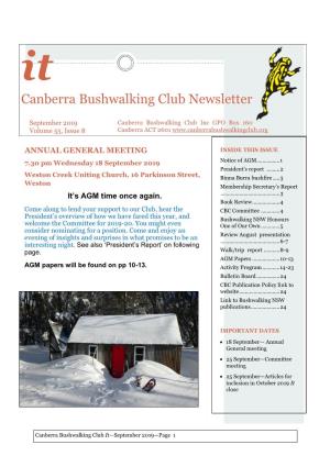 Canberra Bushwalking Club Newsletter