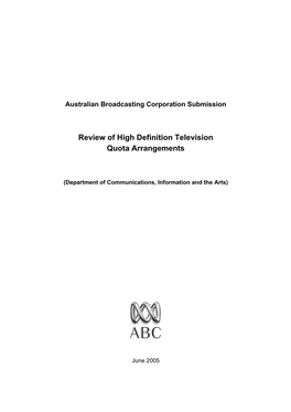 ABC Submission to the DCITA Review of the Broadcasting Services Band Spectrum