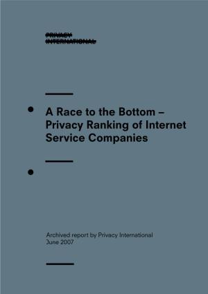 A Race to the Bottom – Privacy Ranking of Internet Service Companies