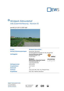 Windpark Edmundshof UVE-Zusammenfassung - Revision 01