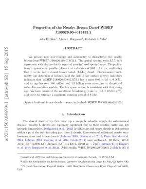 Properties of the Nearby Brown Dwarf WISEP J180026. 60+ 013453.1