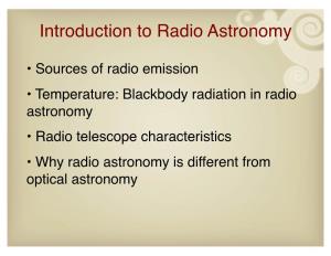 Basics of Radio Astronomy I