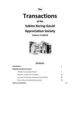 Transactions of the Sabine Baring-Gould Appreciation Society Volume 12 (2012)