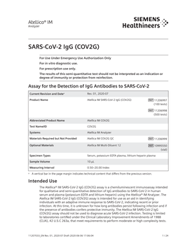 Atellica IM SARS-Cov-2 Igg (COV2G) 11206997 (100 Tests)