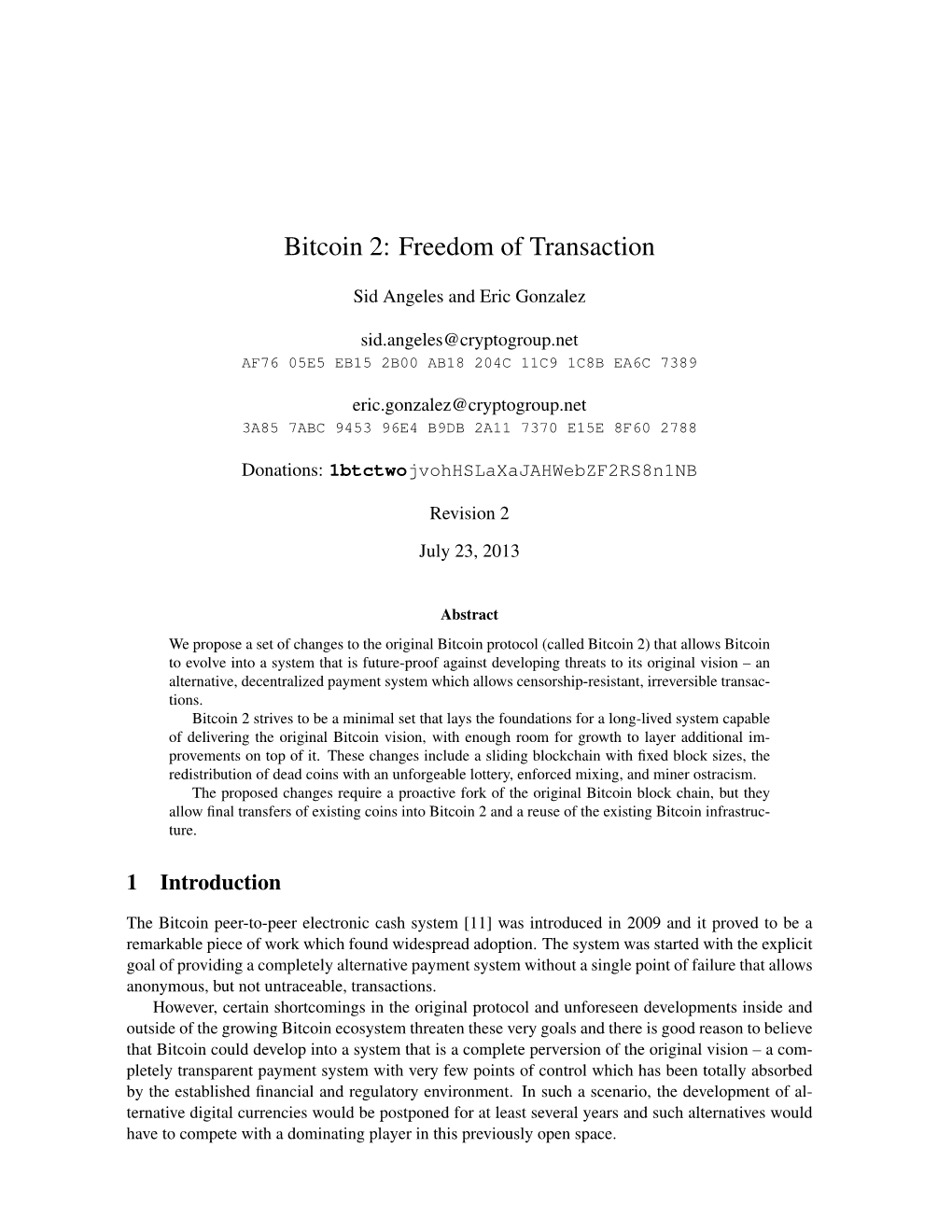 Bitcoin 2: Freedom of Transaction