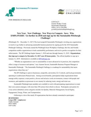 Check out the 2018 Sustainable Pittsburgh Challenge Press Release