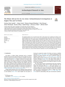 The Khmer Did Not Live by Rice Alone Archaeobotanical Investigations At