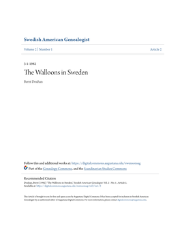 The Walloons in Sweden*