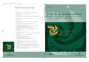 Health Promotion International Health Promotion International ISSN 0957-4824 Volume 21 Supplement 1 December 2006
