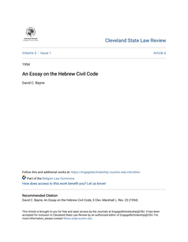 An Essay on the Hebrew Civil Code