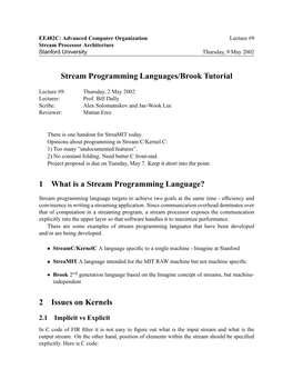 Stream Programming Languages/Brook Tutorial