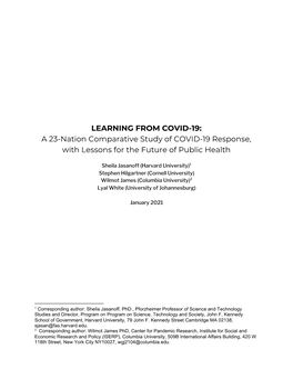 A 23-Nation Comparative Study of COVID-19 Response, with Lessons for the Future of Public Health