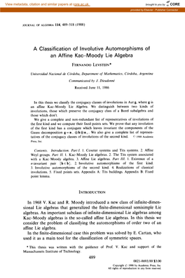A Classification of Lnvolutive Automorphisms of an Affine Kac-Moody Lie Algebra