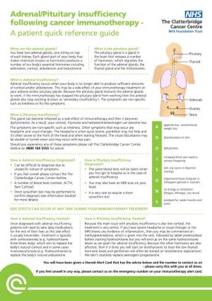Adrenal/Pituitary Insufficiency Following Cancer Immunotherapy - a Patient Quick Reference Guide