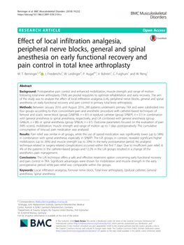 Effect of Local Infiltration Analgesia, Peripheral Nerve Blocks, General