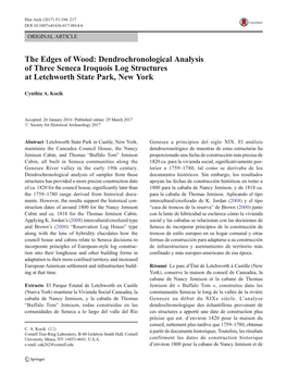 Dendrochronological Analysis of Three Seneca Iroquois Log Structures at Letchworth State Park, New York