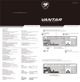COUGAR VANTAR Gaming Keyboard MSIP-REI-CEE- All Other Registered Trademarks Belong D63088 COUGAR VANTAR to Their Respective Companies