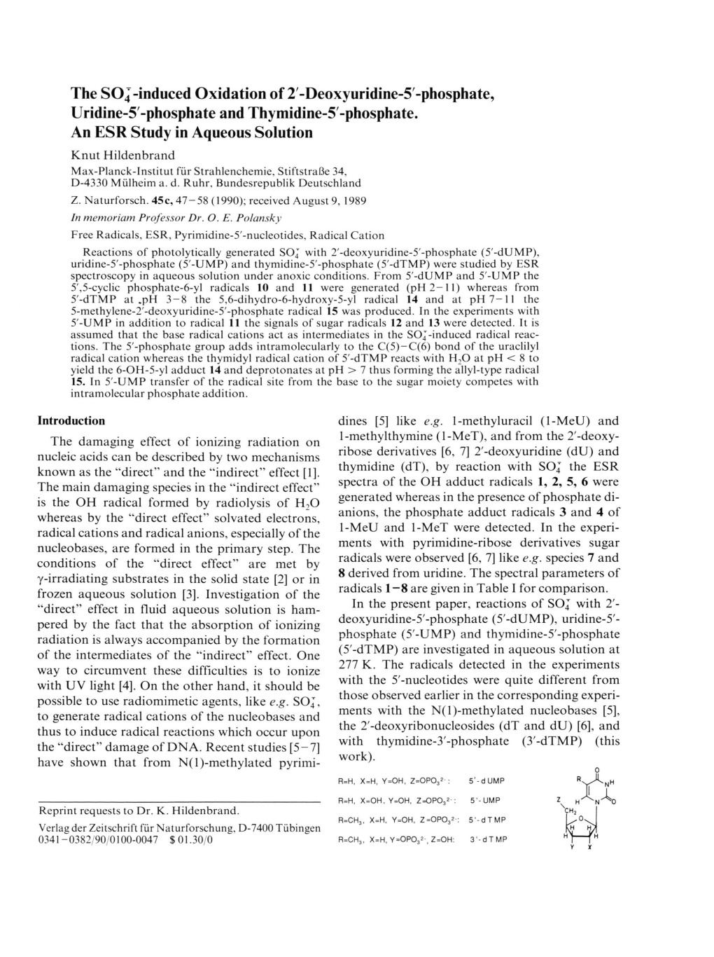 Deoxyuridine-5'-Phosphate, Uridine-5-Phosphate and Thymidine-5-Phosphate