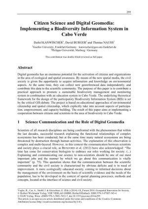 Citizen Science and Digital Geomedia: Implementing a Biodiversity Information System in Cabo Verde