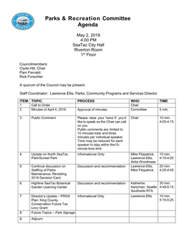 Parks & Recreation Committee Agenda