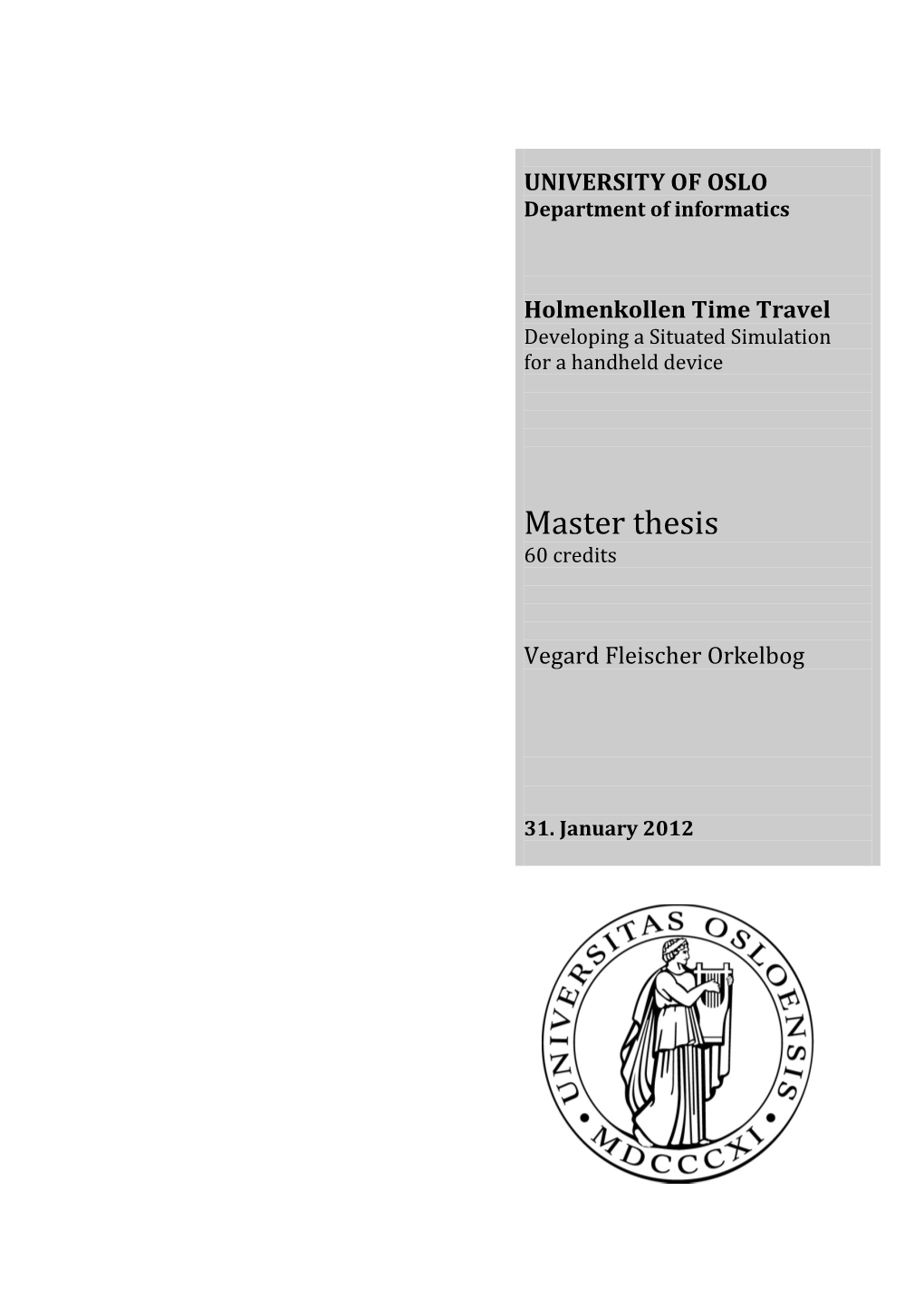 Master Thesis 60 Credits