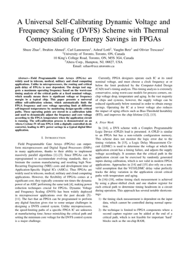 A Universal Self-Calibrating Dynamic Voltage and Frequency Scaling (DVFS) Scheme with Thermal Compensation for Energy Savings in Fpgas