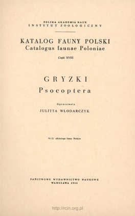 KATALOG FAUNY POLSKI Catalogue Faunae Poloniae
