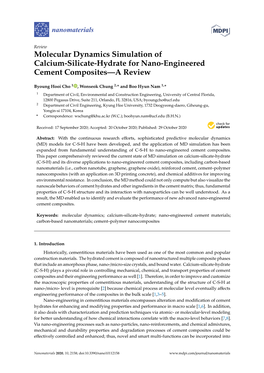 Molecular Dynamics Simulation of Calcium-Silicate-Hydrate for Nano-Engineered Cement Composites—A Review
