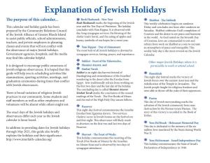Explanation of Jewish Holidays