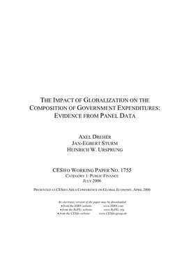 The Impact of Globalization on the Composition of Government Expenditures: Evidence from Panel Data