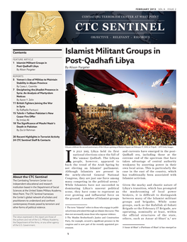 Islamist Militant Groups in Post-Qadhafi Libya Post-Qadhafi Libya by Alison Pargeter by Alison Pargeter