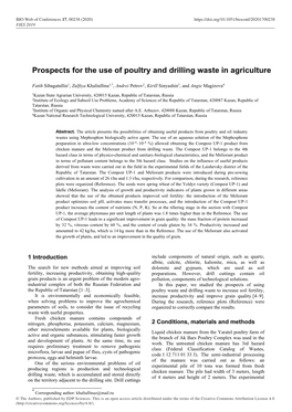 Prospects for the Use of Poultry and Drilling Waste in Agriculture