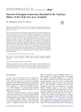 Survival of Decapod Crustaceans Discarded in the Nephrops Fishery