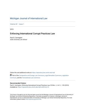 Enforcing International Corrupt Practices Law