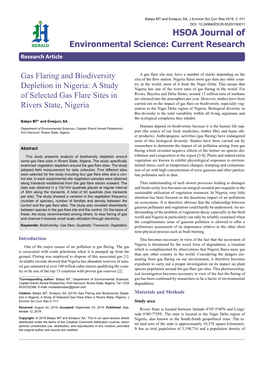 A Study of Selected Gas Flare Sites in Rivers State, Nigeria