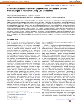 Laurdan Fluorescence Lifetime Discriminates Cholesterol Content from Changes in Fluidity in Living Cell Membranes