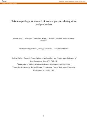 Flake Morphology As a Record of Manual Pressure During Stone Tool Production