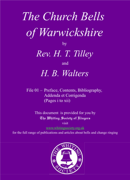 The Church Bells of Warwickshire by Rev