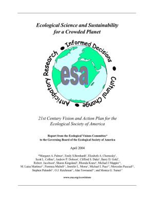 Ecological Science and Sustainability for a Crowded Planet