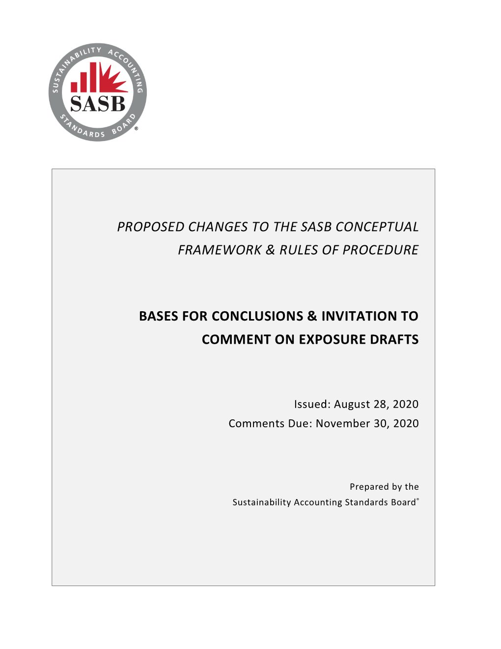 Proposed Changes To The Sasb Conceptual Framework & Rules Of Procedure ...