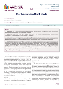 Beer Consumption: Health Effects