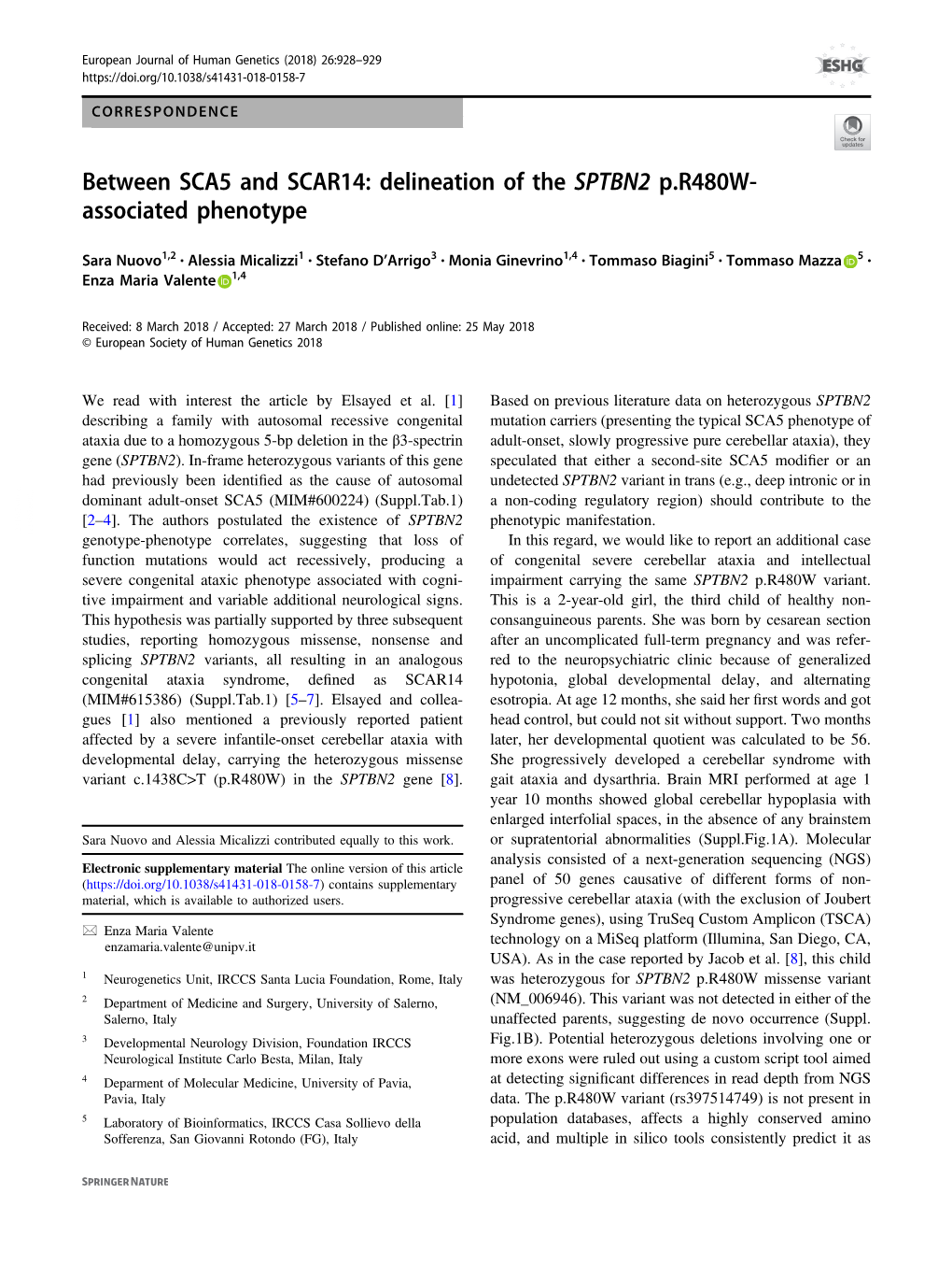 Between SCA5 and SCAR14: Delineation of the SPTBN2 P.R480W- Associated Phenotype