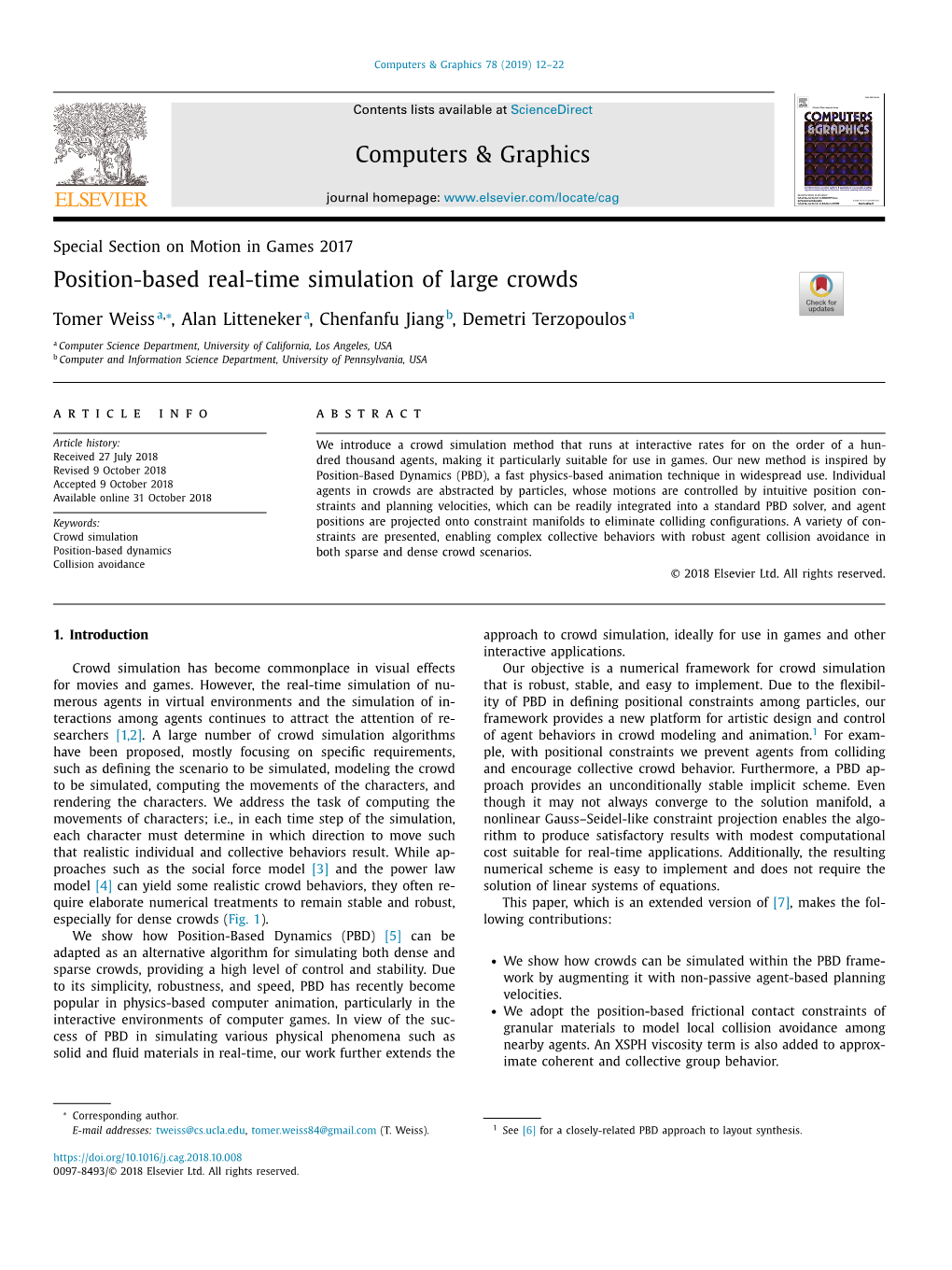 Position-Based Real-Time Simulation of Large Crowds