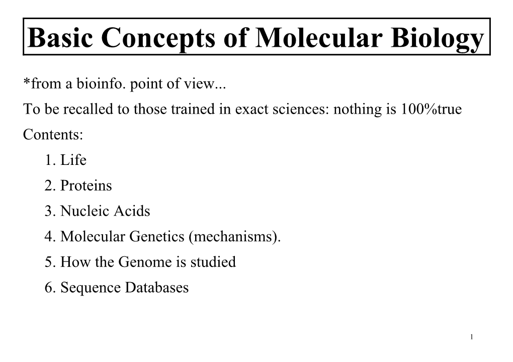 Basic Concepts of Molecular Biology