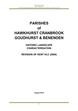 PARISHES of HAWKHURST CRANBROOK GOUDHURST & BENENDEN
