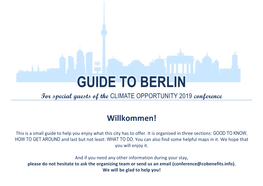 GUIDE to BERLIN for Special Guests of the CLIMATE OPPORTUNITY 2019 Conference