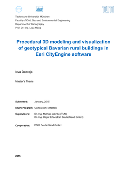 Procedural 3D Modeling and Visualization of Geotypical Bavarian Rural Buildings in Esri Cityengine Software