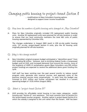 Q & A: Changing Public Housing to Project-Based Section 8