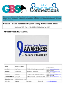 NEWSLETTER March 2021 Guillain – Barré Syndrome Support Group